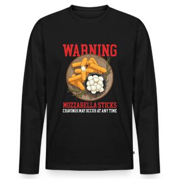 Mozzarella Sticks Cheese Cheese Lover Gift - Men's Premium Organic Long Sleeve Shirt - black - Front - Nico (187cm)