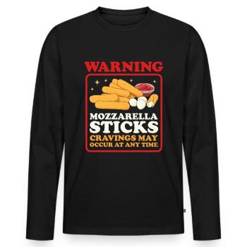 Mozzarella Sticks Käseliebhaber Geschenk - Männer Premium Bio Langarmshirt - Schwarz - Vorne - Nico (187cm)