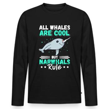 Narval baleine Narval Narval baleines cadeau - T-shirt manches longues Premium bio Homme - noir - Devant - Nico (187cm)