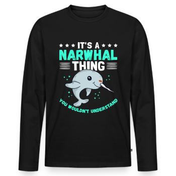 Narval baleines Narval Narval baleine cadeau - T-shirt manches longues Premium bio Homme - noir - Devant - Nico (187cm)