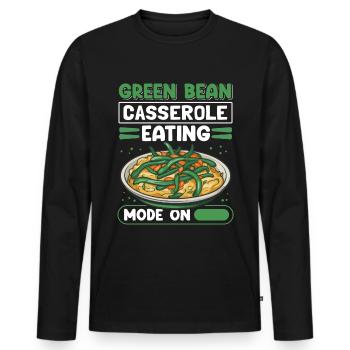 Cadeau de casserole de haricots verts - T-shirt manches longues Premium bio Homme - noir - Devant - Nico (187cm)