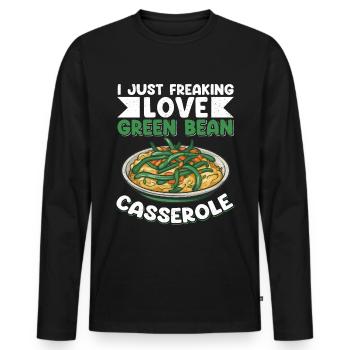 Green Bean Casserole Gift - Men's Premium Organic Long Sleeve Shirt - black - Front - Nico (187cm)