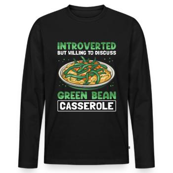 Cadeau de casserole de haricots verts - T-shirt manches longues Premium bio Homme - noir - Devant - Nico (187cm)