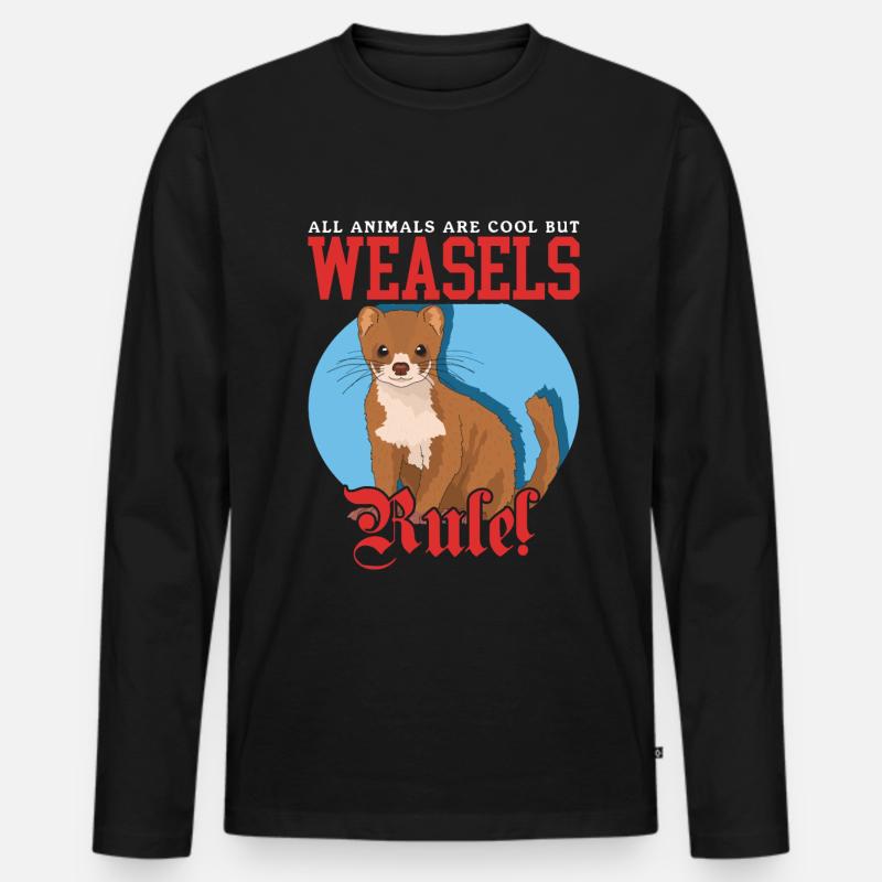 Wiesel Mauswiesel Hermännchen Geschenk - Männer Premium Bio Langarmshirt - Schwarz