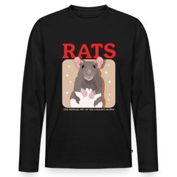 Rats, Rat Owner, Rat Lover Gift - Men's Premium Organic Long Sleeve Shirt - black - Front - Nico (187cm)