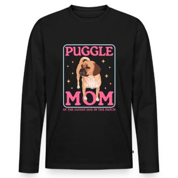 Puggle Mom Dog Owner Dog Mom Gift - Men's Premium Organic Long Sleeve Shirt - black - Front - Nico (187cm)