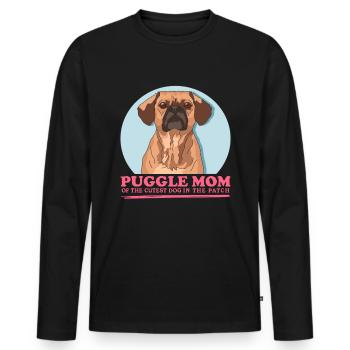 Puggle maman chien propriétaire chien maman cadeau - T-shirt manches longues Premium bio Homme - noir - Devant - Nico (187cm)