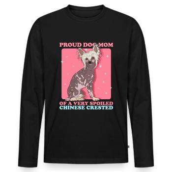 Chinese Crested Mom Crested Dog Gift - Men's Premium Organic Long Sleeve Shirt - black - Front - Nico (187cm)