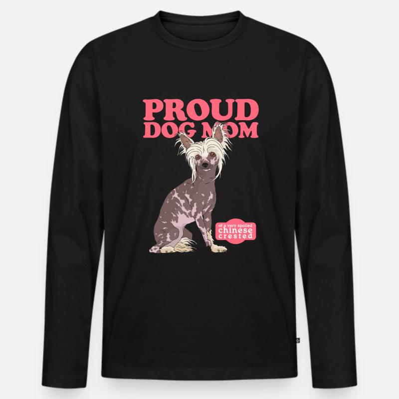 Chinese Crested Mom Schopfhunde Geschenk - Männer Premium Bio Langarmshirt - Schwarz