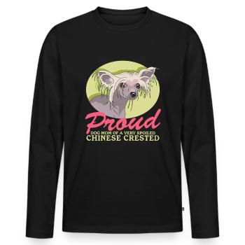 Chinese Crested Mom Crested Dog Gift - Men's Premium Organic Long Sleeve Shirt - black - Front - Nico (187cm)