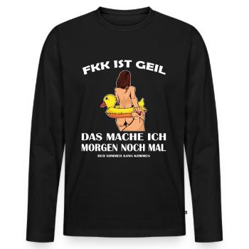 Culture du corps libre naturiste - T-shirt manches longues Premium bio Homme - noir - Devant - Nico (187cm)