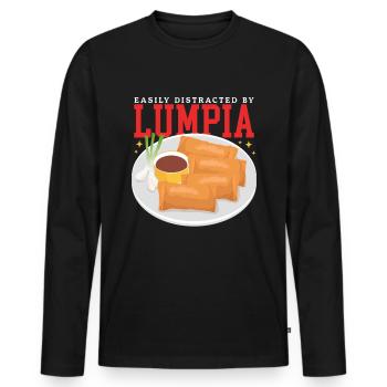 Lumpia Spring Rolls Loempia Gift - Men's Premium Organic Long Sleeve Shirt - black - Front - Nico (187cm)