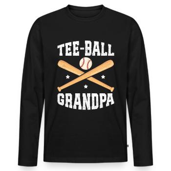 Tee Ball Grandpa Teeball Tee-Ball T-Ball Geschenk - Männer Premium Bio Langarmshirt - Schwarz - Vorne - Nico (187cm)