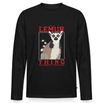 Lemur Ringelschwanz Lemuren Katta Lemure Geschenk - Männer Premium Bio Langarmshirt - Schwarz - Vorne - Nico (187cm)