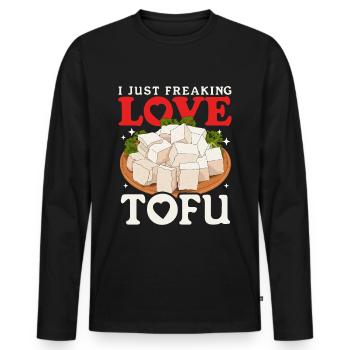 Tofu Vegan Bean Curd Bean Cheese Gift - T-shirt manches longues Premium bio Homme - noir - Devant - Nico (187cm)