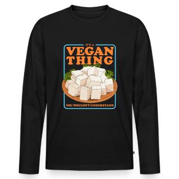 Tofu Bean Curd Bean Cheese Vegan Gift - Men's Premium Organic Long Sleeve Shirt - black - Front - Nico (187cm)