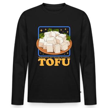 Tofu Bean Curd Bean Cheese Vegan Gift - Men's Premium Organic Long Sleeve Shirt - black - Front - Nico (187cm)