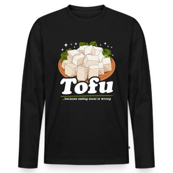 Fromage de tofu Fromage de haricot végétalien Cadeau de caillé de haricot - T-shirt manches longues Premium bio Homme - noir - Devant - Nico (187cm)