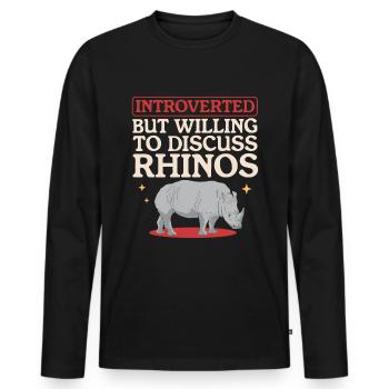 Rhino Rhinos Rhinoceros Gift - Men's Premium Organic Long Sleeve Shirt - black - Front - Nico (187cm)