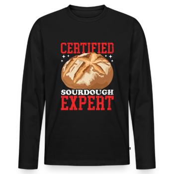 Sourdough Bread Expert Sourdough Bread Gift - Men's Premium Organic Long Sleeve Shirt - black - Front - Nico (187cm)