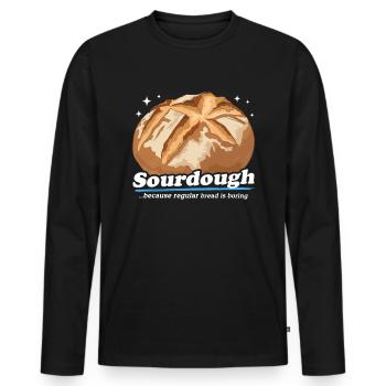 Pain au levain Pain au levain Cadeau - T-shirt manches longues Premium bio Homme - noir - Devant - Nico (187cm)