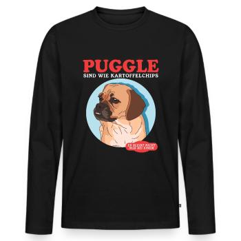 Puggle Are Like Dog Owner Gift - Men's Premium Organic Long Sleeve Shirt - black - Front - Nico (187cm)