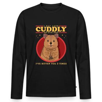 Kangourou à queue courte Quokka : le cadeau de Quokka - T-shirt manches longues Premium bio Homme - noir - Devant - Nico (187cm)
