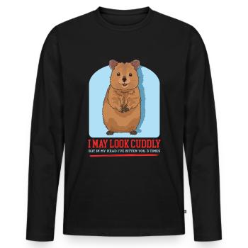 Quokka Kangaroos Cadeau de kangourou à queue courte - T-shirt manches longues Premium bio Homme - noir - Devant - Nico (187cm)