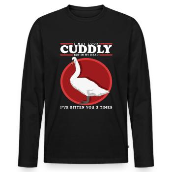 Swan Swans Swan Lover Gift - Men's Premium Organic Long Sleeve Shirt - black - Front - Nico (187cm)