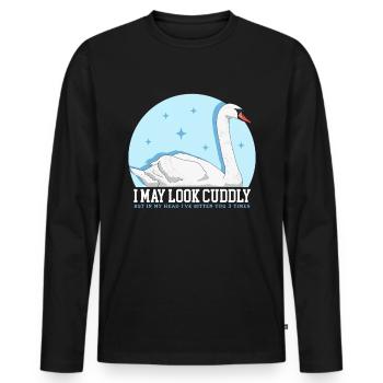 Swan Lover Swans Gift - Men's Premium Organic Long Sleeve Shirt - black - Front - Nico (187cm)
