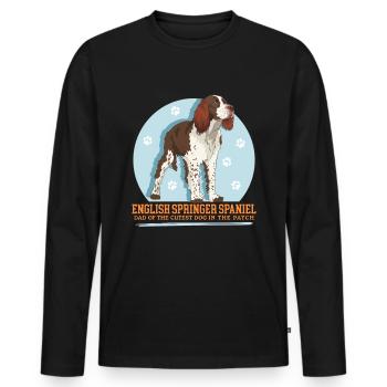 English Springer Spaniel Dad Gift - Men's Premium Organic Long Sleeve Shirt - black - Front - Nico (187cm)