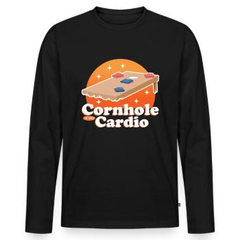 Joueur de cornhole | Cadeau de trou borgne de pouf - T-shirt manches longues Premium bio Homme - noir - Devant - Nico (187cm)