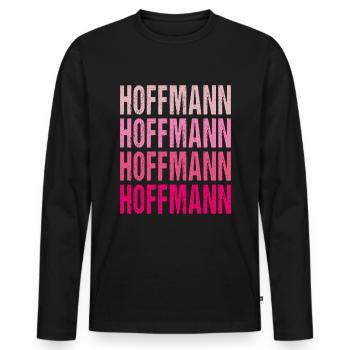 Hoffmann Retro Rosa Nachname Geschenkidee - Männer Premium Bio Langarmshirt - Schwarz - Vorne - Nico (187cm)