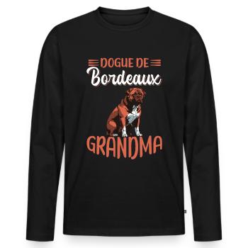 Dogue de Bordeaux Grand-mère Dogue Dogue Chien Cadeau - T-shirt manches longues Premium bio Homme - noir - Devant - Nico (187cm)