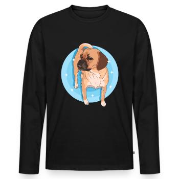 Puggle Hund Hundebesitzer Hundehalter Geschenk - Männer Premium Bio Langarmshirt - Schwarz - Vorne - Nico (187cm)