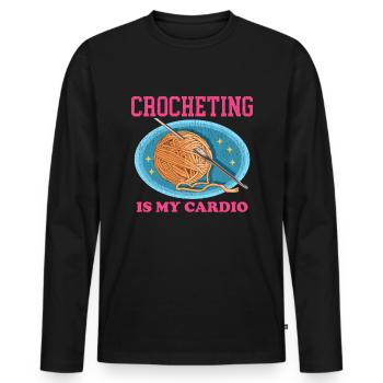 Crochet Crochet Crochet Crochet Fil Cadeau - T-shirt manches longues Premium bio Homme - noir - Devant - Nico (187cm)