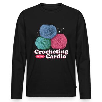 Crochet Crochet Fil Crochet Crochet Cadeau - T-shirt manches longues Premium bio Homme - noir - Devant - Nico (187cm)