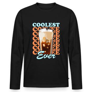 Café glacé Café glacé Cadeau d’amateur de café - T-shirt manches longues Premium bio Homme - noir - Devant - Nico (187cm)
