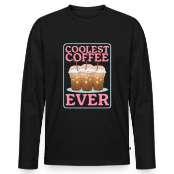 Café glacé Coffee Lover Cadeau de café glacé - T-shirt manches longues Premium bio Homme - noir - Devant - Nico (187cm)