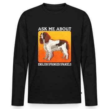 English Springer Spaniel Dog Owner Gift - Men's Premium Organic Long Sleeve Shirt - black - Front - Nico (187cm)