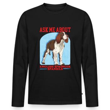 English Springer Spaniel Dog Owner Gift - Men's Premium Organic Long Sleeve Shirt - black - Front - Nico (187cm)