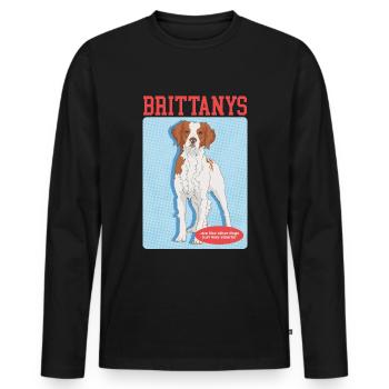 Brittany Epagneul Breton Pointing Dog Gift - Men's Premium Organic Long Sleeve Shirt - black - Front - Nico (187cm)