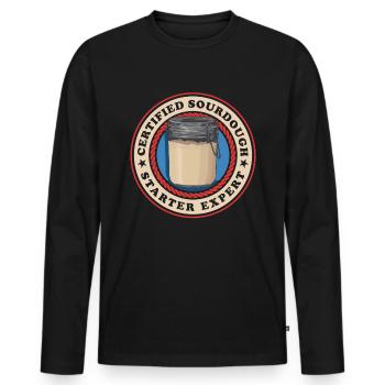 Sourdough Starter Expert Sourdough Bread Gift - Men's Premium Organic Long Sleeve Shirt - black - Front - Nico (187cm)