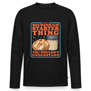 Sourdough Starter Baking Sourdough Bread Gift - Men's Premium Organic Long Sleeve Shirt - black - Front - Nico (187cm)
