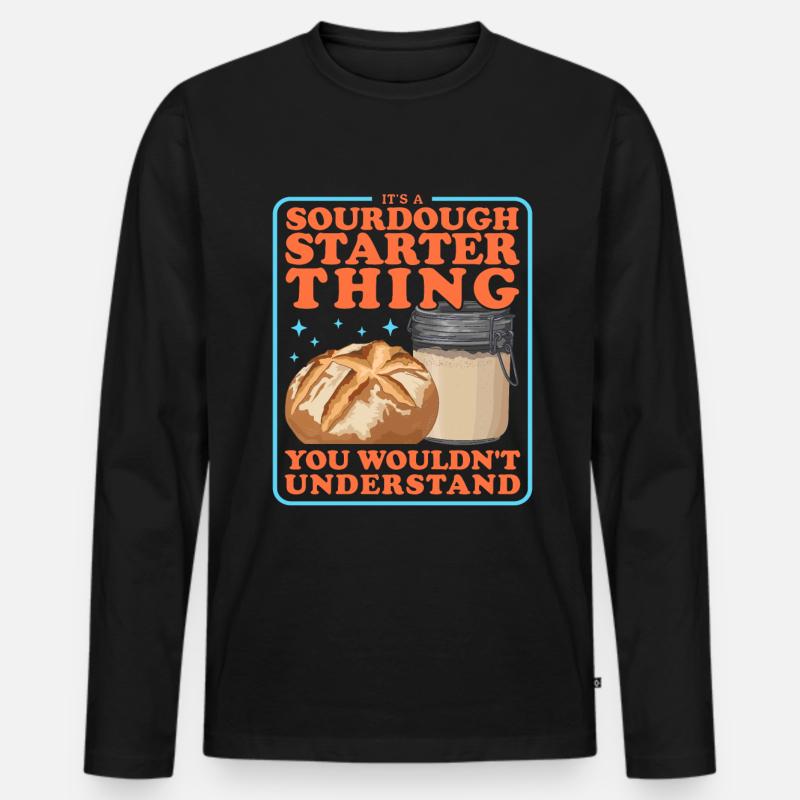 Sauerteig Starter Backen Sauerteigbrot Geschenk - Männer Premium Bio Langarmshirt - Schwarz