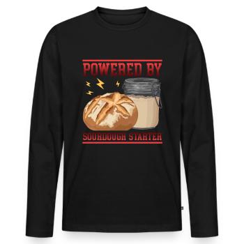 Sourdough Starter | Sourdough Bread Baker Gift - Men's Premium Organic Long Sleeve Shirt - black - Front - Nico (187cm)