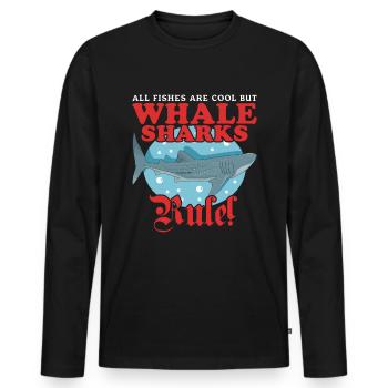 Requin baleine Requin baleine Requin baleine Requins baleines Cadeau requins baleine - T-shirt manches longues Premium bio Homme - noir - Devant - Nico (187cm)