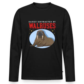 Walrus Walrus Walrus Walrus Gift - Men's Premium Organic Long Sleeve Shirt - black - Front - Nico (187cm)