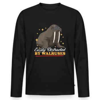 Walrus Walrus Gift - Men's Premium Organic Long Sleeve Shirt - black - Front - Nico (187cm)