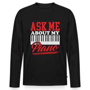 Piano Pianiste Cadeau Pianiste - T-shirt manches longues Premium bio Homme - noir - Devant - Nico (187cm)
